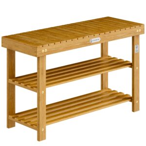 Suport pantofi 2 în 1, lemn de salcâm, certificat FSC®, 90x33x46cm