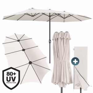 Umbrelă dublă, cremă, protecție UV 80+