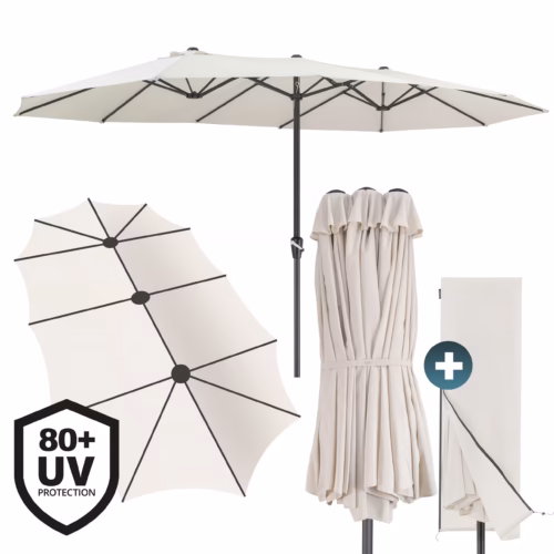 Umbrelă dublă, cremă, protecție UV 80+