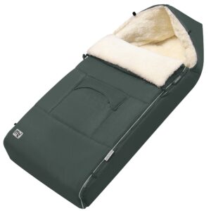 Sac de carucior pentru bebeluși, căptușit, gri-verde