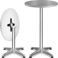 Set masă verticală 2 piese Ø60cm aluminiu pliabilă reglabilă pe înălțime argintiu