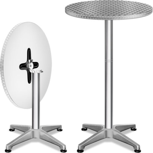 Set masă verticală 2 piese Ø60cm aluminiu pliabilă reglabilă pe înălțime argintiu