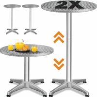 Set masă verticală din aluminiu argintiu, Ø60cm, reglabilă pe înălțime