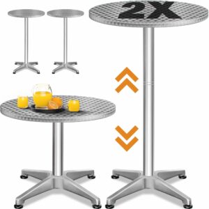 Set masă verticală din aluminiu argintiu, Ø60cm, reglabilă pe înălțime