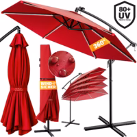 Umbrelă solară LED Mali Roșie Ø350cm Protecție UV 80+ Husă