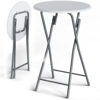 Set masă verticală 2 piese Ø60cm pliabilă cu decor din lemn alb