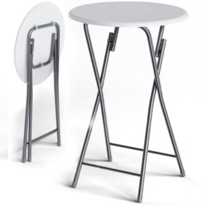Set masă verticală 2 piese Ø60cm pliabilă cu decor din lemn alb