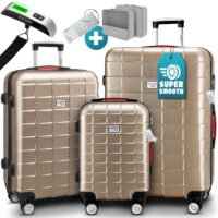 Set de valiză rigidă Exopack, 3 piese, culoarea șampaniei, accesorii ABS