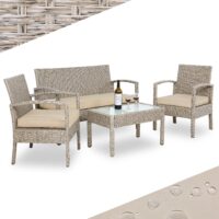 Set de scaune de grădină din poliratan, 4 piese, crem