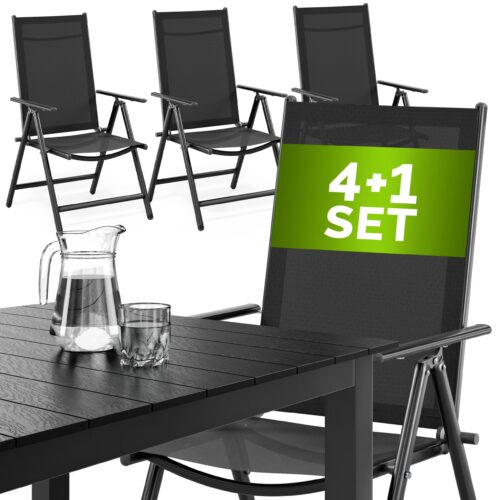 Set de scaune de grădină Bern, 5 piese, antracit, aluminiu, blat de masă WPC