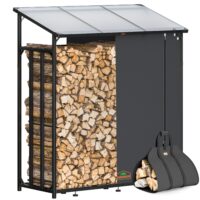 Suport pentru lemne de foc 198x163x70cm Acoperiș de protecție cu prelată rulabilă