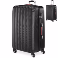 Valiză rigidă XL cu roți rotative la 360°, capacitate 90L, ABS negru