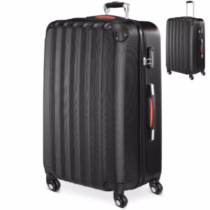 Valiză rigidă XL cu roți rotative la 360°, capacitate 90L, ABS negru