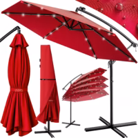 Umbrelă solară LED Haiti Roșie Ø307cm cu protecție UV 80+ și husă de protecție