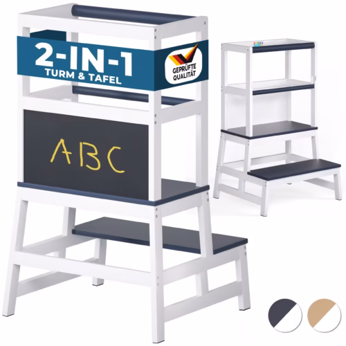 Turn de învățare Hambar Alb/Antracit Lemn de pin 93x51x50cm