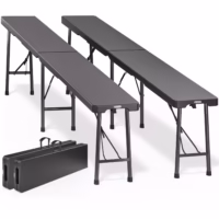 Set de 2 bănci pentru bere, plastic antracit, 180 cm