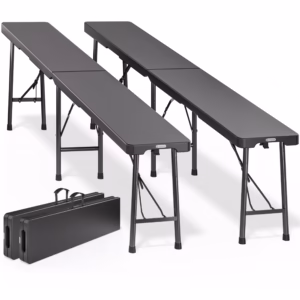 Set de 2 bănci pentru bere, plastic antracit, 180 cm