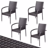 Scaun stivuibil din poliratan Comfort, set 4 piese, maro