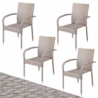 Scaun stivuibil din poliratan Comfort, set 4 piese, crem