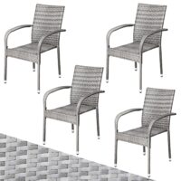 Scaun stivuibil din poliratan Comfort, set de 4, gri
