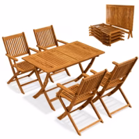 Set gradina si terasa ,masa si 4 scaune pliabile din lemn salcam CASARIA® Sydney Comfort, 5 piese,certificat FSC®