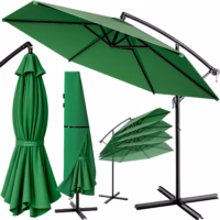 Umbrelă de soare cantilever verde Ø330cm aluminiu UV 50+ și bază transversală