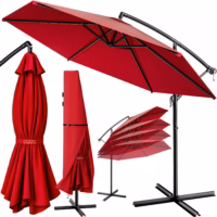 Umbrelă cantilever roșie Ø330cm aluminiu UV 50+ și bază