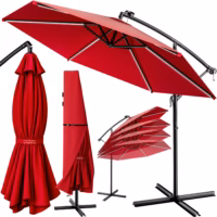 Umbrelă solară LED Mali Roșie Ø350cm Protecție UV 80+ Husă