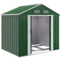 Șopron de grădină, verde, 260x205x180cm, 5m², cadru de bază galvanizat, ușă glisantă
