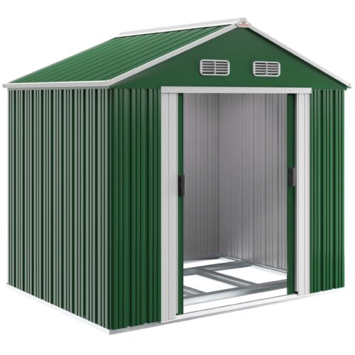 Șopron de grădină, verde, 260x205x180cm, 5m², cadru de bază galvanizat, ușă glisantă