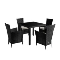 Set de scaune de grădină Riga din poliratan, 5 piese, negru