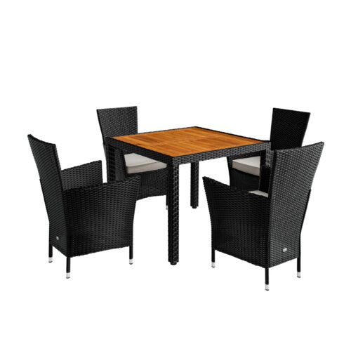 Set de scaune de grădină Corfu din poliratan, 5 piese, negru