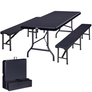 Set grădină de bere, 3 piese, plastic, antracit, 180 cm