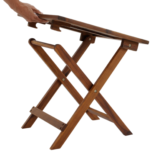Masă de grădină pliabilă din lemn de salcâm, 46 cm, solidă, economisitoare de spațiu, elegantă