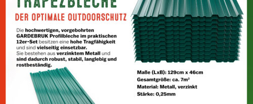Tablă trapezoidală, set de 12, verde, 129x46cm, perforată