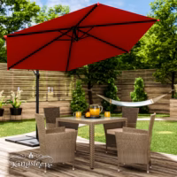 Umbrelă cantilever roșie Ø330cm aluminiu UV 50+ și bază