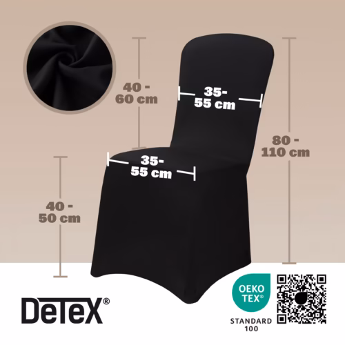 Set de 4 huse de scaun, negre, OEKO-TEX®