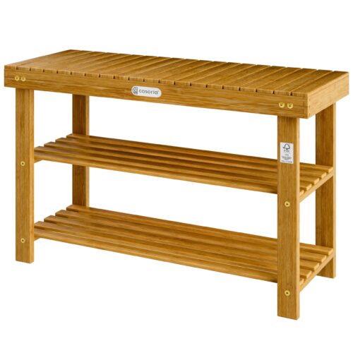 Suport pantofi 2 în 1, lemn de salcâm, certificat FSC®, 90x33x46cm