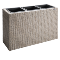 Ghiveci de flori din poliratan, crem, 83x30,5x60cm