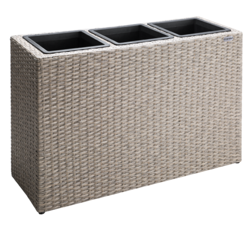 Ghiveci de flori din poliratan, crem, 83x30,5x60cm