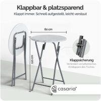 Masă de bar pliabilă Ø60cm aspect marmură albă 110cm înălțime