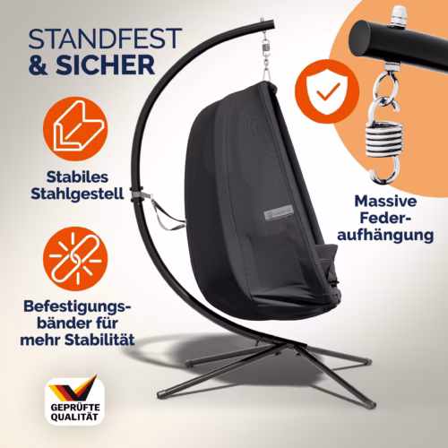 Scaun balansoar tip ou suspendat Alvie, antracit, 190x140x110cm