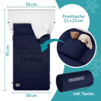 Sac de carucior pentru bebeluși, căptușit bleumarin