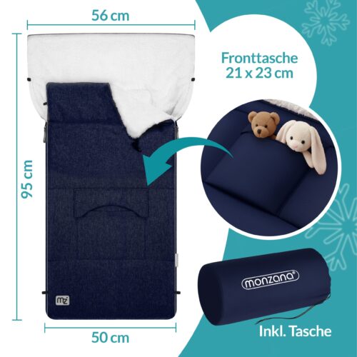 Sac de carucior pentru bebeluși, căptușit bleumarin