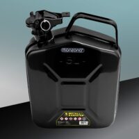 Set de 3 canistre metalice, negre, câte 5 litri + cioc de scurgere