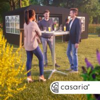 Set masă verticală din aluminiu argintiu, Ø60cm, reglabilă pe înălțime