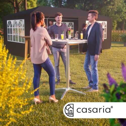 Set masă verticală din aluminiu argintiu, Ø60cm, reglabilă pe înălțime