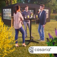 Set de 2 mese în picioare, Ø60cm, înălțime reglabilă 70/115cm, aluminiu, negru