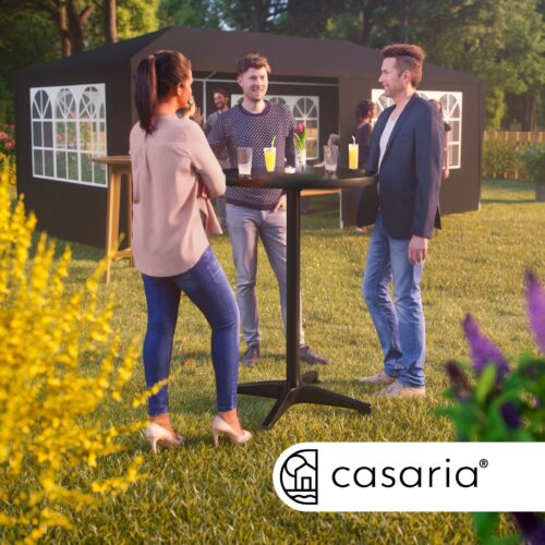 Set de 2 mese în picioare, Ø60cm, înălțime reglabilă 70/115cm, aluminiu, negru