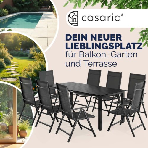 Mobilier de terasa Bern Masa cu 8 scaune, 9 piese, antracit, aluminiu, blat WPC